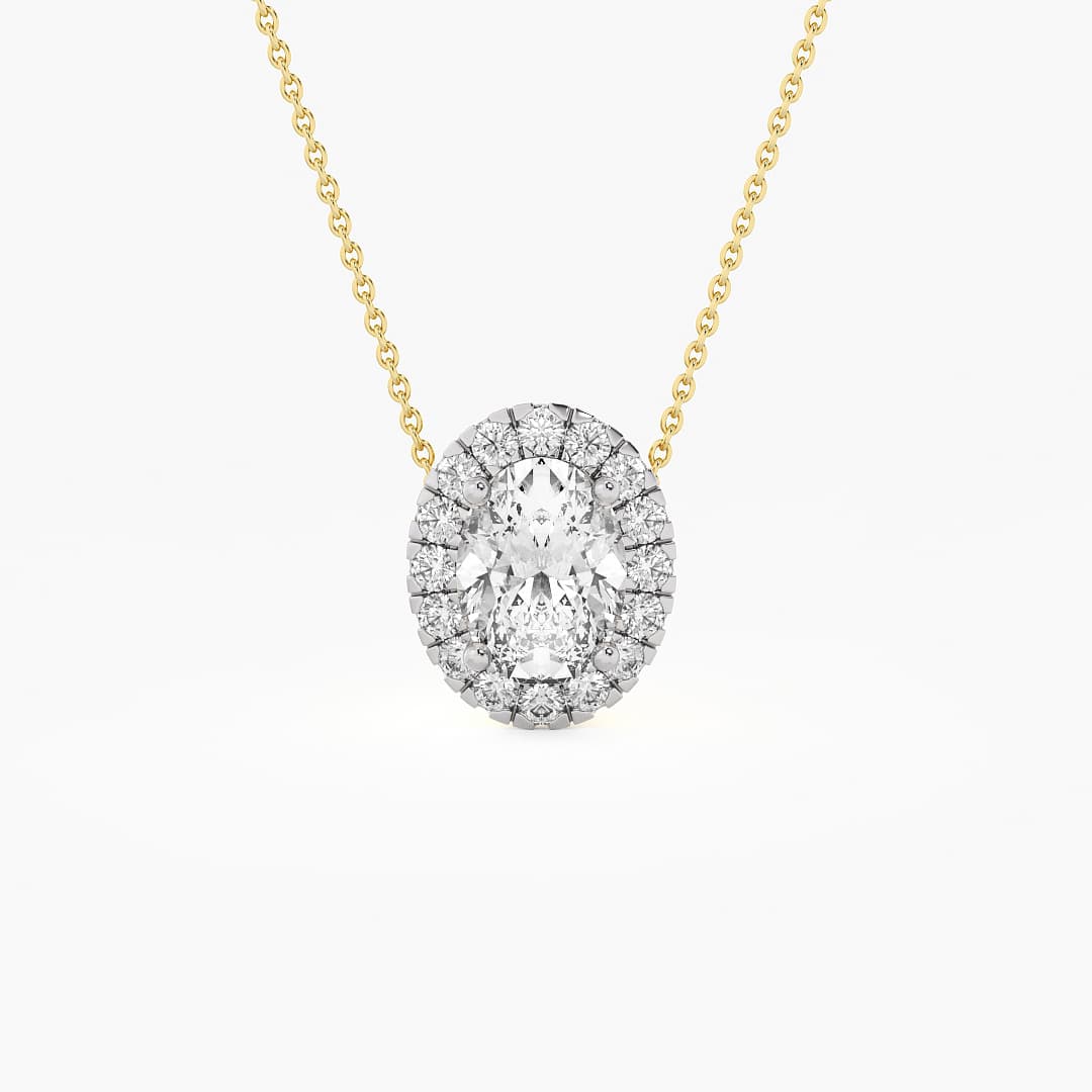 Oval Halo Diamond Pendant — image 1