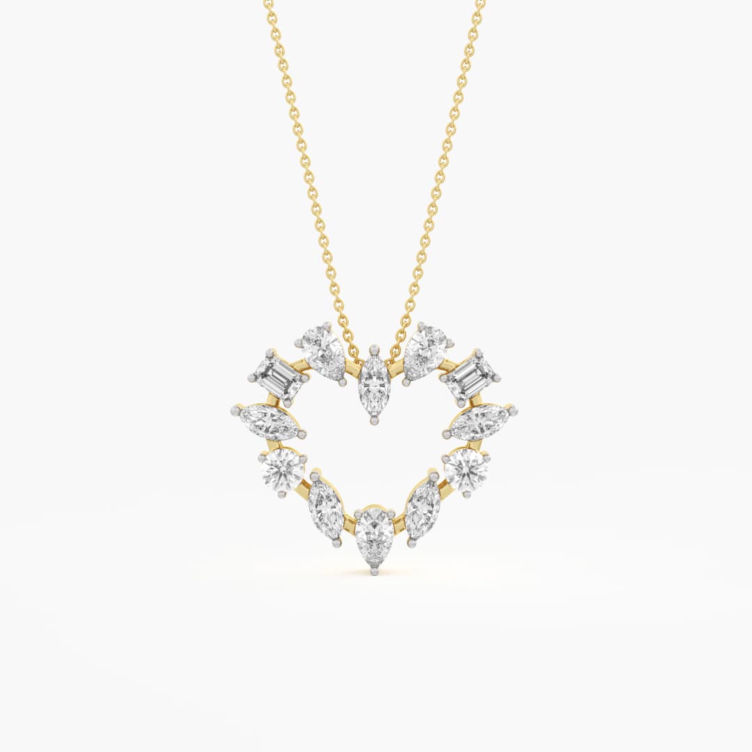 Mixed-Cut Diamond Heart Pendant — image 1