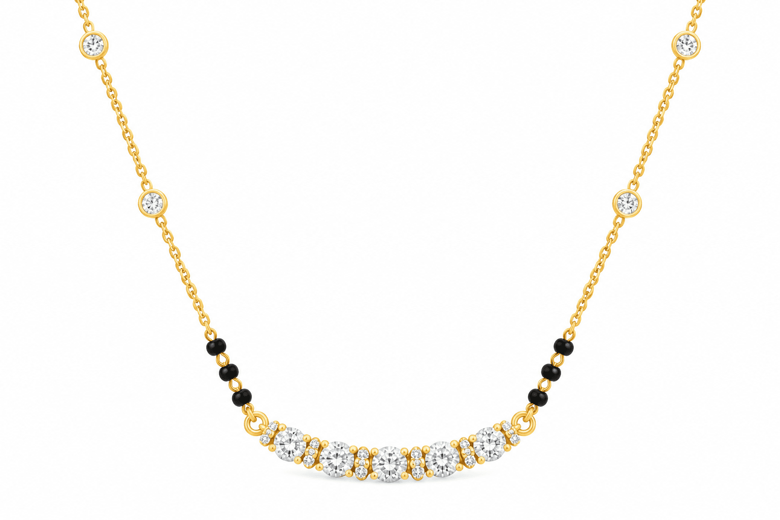 Radiant Five-Stone Diamond Curve Mangalsutra — image 1